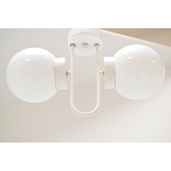Image 1 of Vintage milk glass and lacquered metal suspension, Czechoslovakia 1970