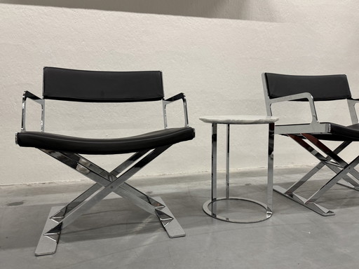 2 Vibieffe Armchairs Black Leather Maxalto