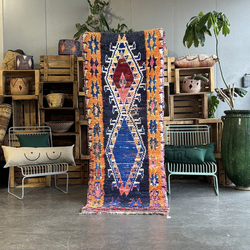 Superbe tapis marocain bleu et orange