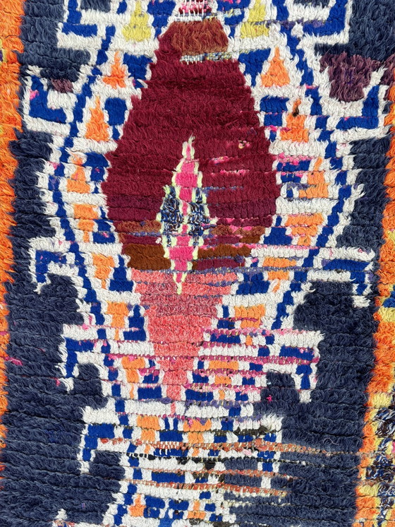 Image 1 of Stunning Blue and Orange Moroccan Rug