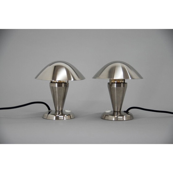 Image 1 of Coppia di lampade da tavolo vintage "Bauhaus" in acciaio nichelato, 1930