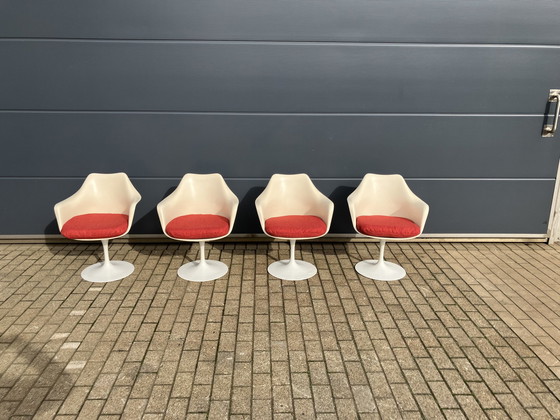 Image 1 of 4X Original Knoll Tulip Swivel Chairs With Arms Eero Saarinen