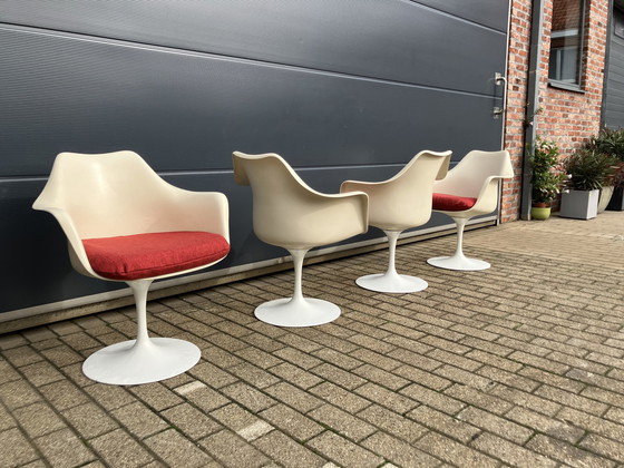 Image 1 of 4X Original Knoll Tulip Swivel Chairs With Arms Eero Saarinen