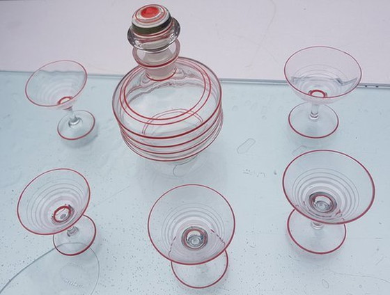 Image 1 of Likör Carafe With Glasses, 1950S, Set Of 6