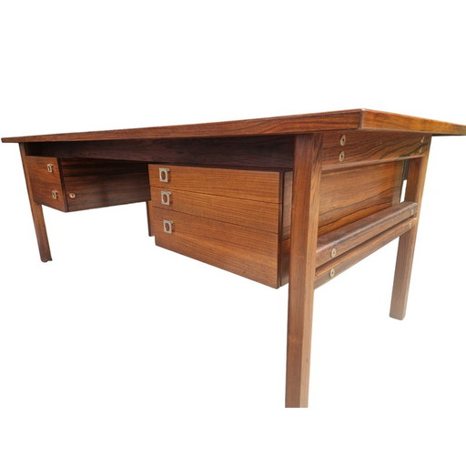 Vintage executive desk in Rio rosewood by Arne Vodder, 1970