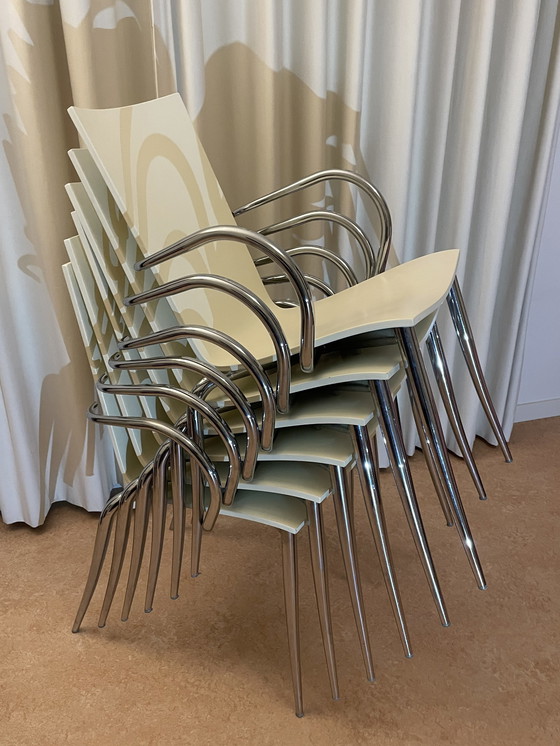 Image 1 of 6 White Olly Tango Dining Chairs (By Philipe Starck)