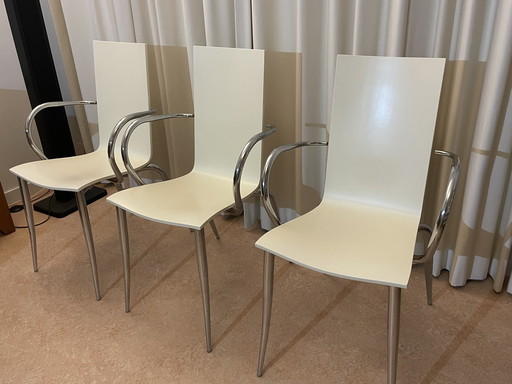 6 White Olly Tango Dining Chairs (By Philipe Starck)