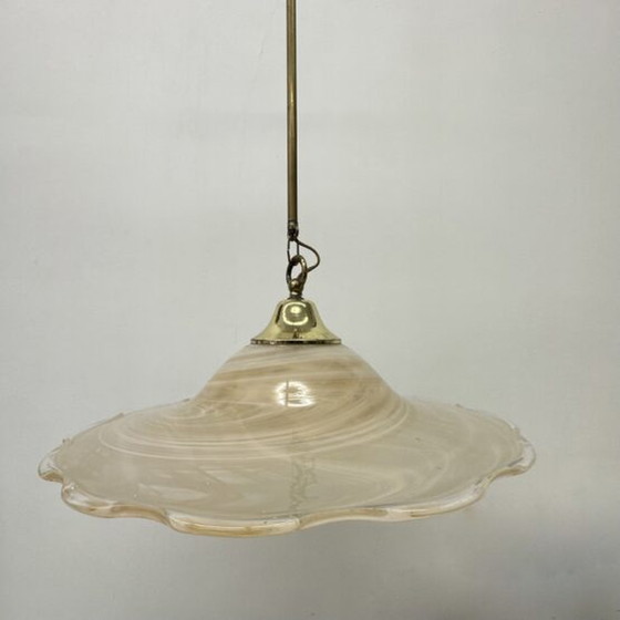 Image 1 of Vintage Glass Swirl Hanging Lamp