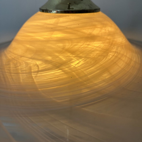 Image 1 of Vintage Glass Swirl Hanging Lamp