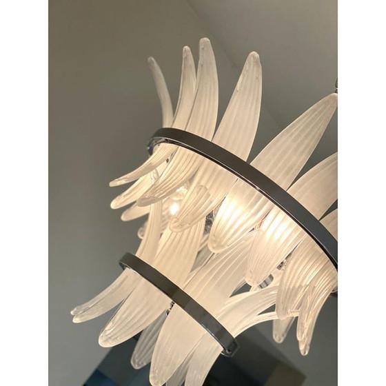 Image 1 of Contemporary Sanded “Palmette” Murano Glass Chandelier