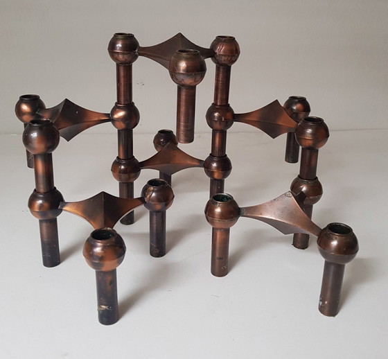 Image 1 of 6X Mid-Century Modular Candleholders By Caesar Stoffi For Bmf, 1960S