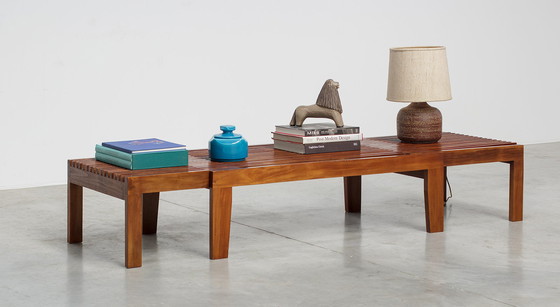 Image 1 of Modernist walnut bench