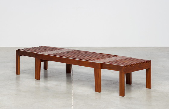 Image 1 of Modernist walnut bench