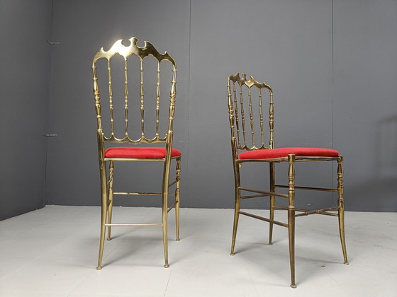 Image 1 of Set Of 5 Of Vintage Brass Chiavari Chairs, 1960S