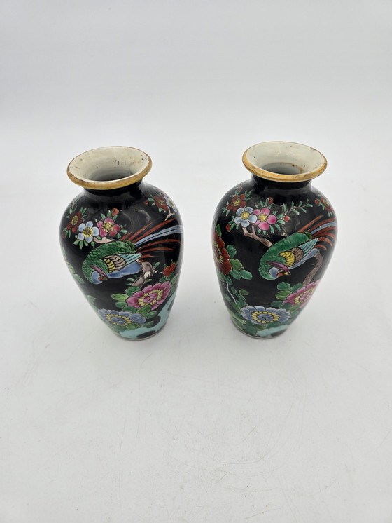 Image 1 of Pair Of Japanese Porcelain Vases Circa 1920