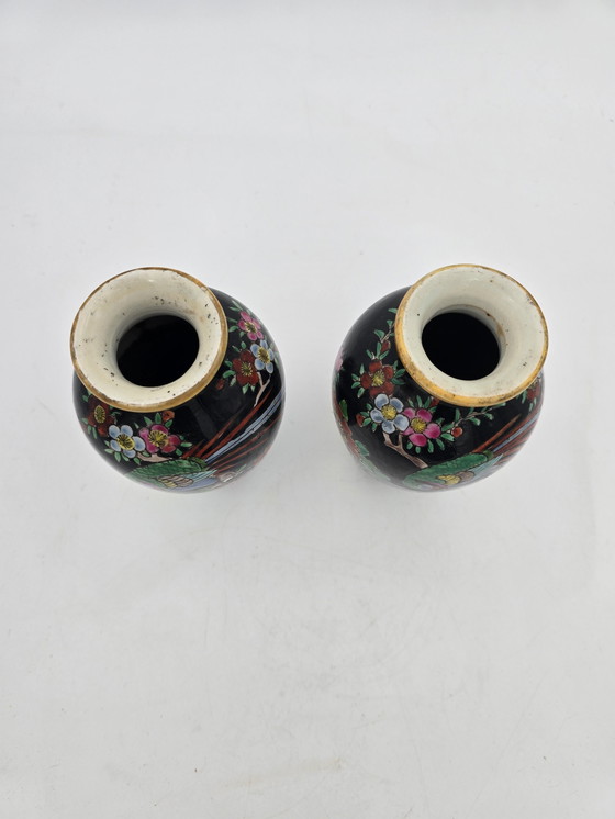 Image 1 of Pair Of Japanese Porcelain Vases Circa 1920