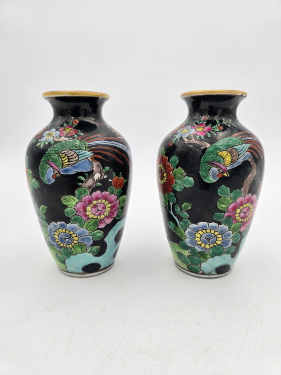 Image 1 of Pair Of Japanese Porcelain Vases Circa 1920