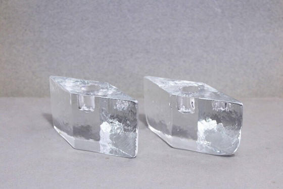 Image 1 of Lovely duo of modern 80s style glass candle holders