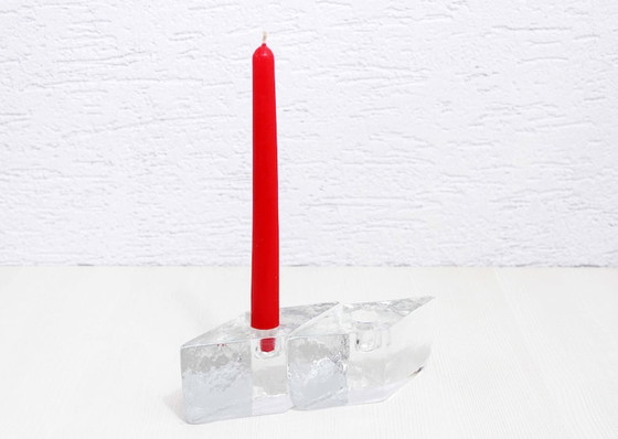 Image 1 of Lovely duo of modern 80s style glass candle holders