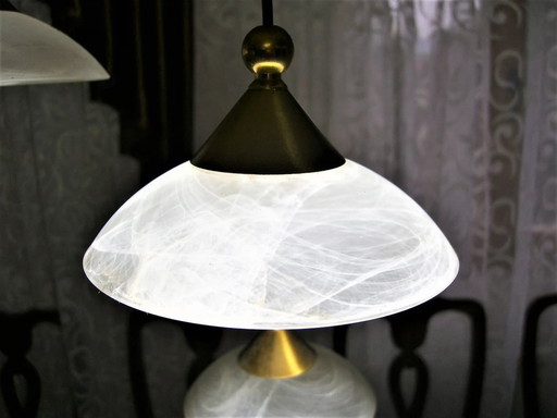 Ceiling Pendant Light, Mid Century Modern, Art Deco, Bankamp, Murano Glass, Brass, Very Rare