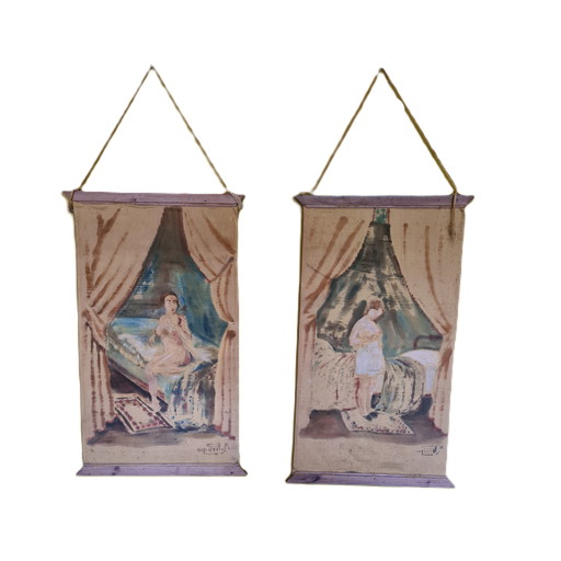 Set of Erotic Artworks On Cloth, 1st Half 20th Century