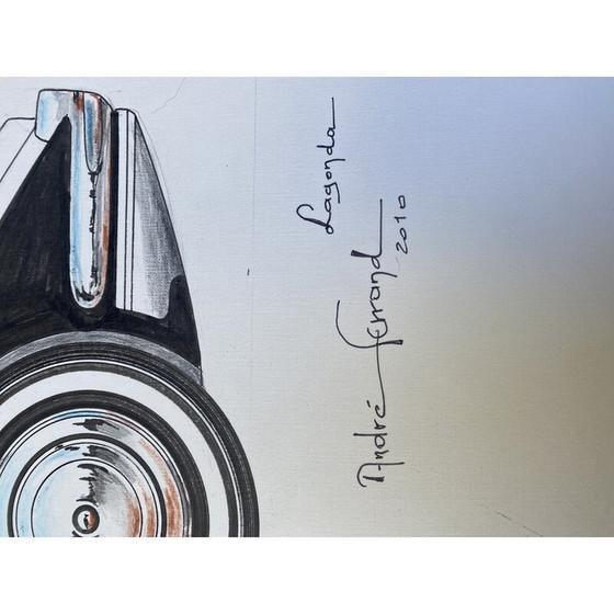 Image 1 of Vintage drawing "Lagonda car" by André Ferrand, 2010