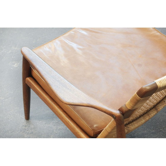 Image 1 of Pair of vintage cane and teak armchairs by Hartmut Lohmeyer for Wilkhahn, Germany 1950s