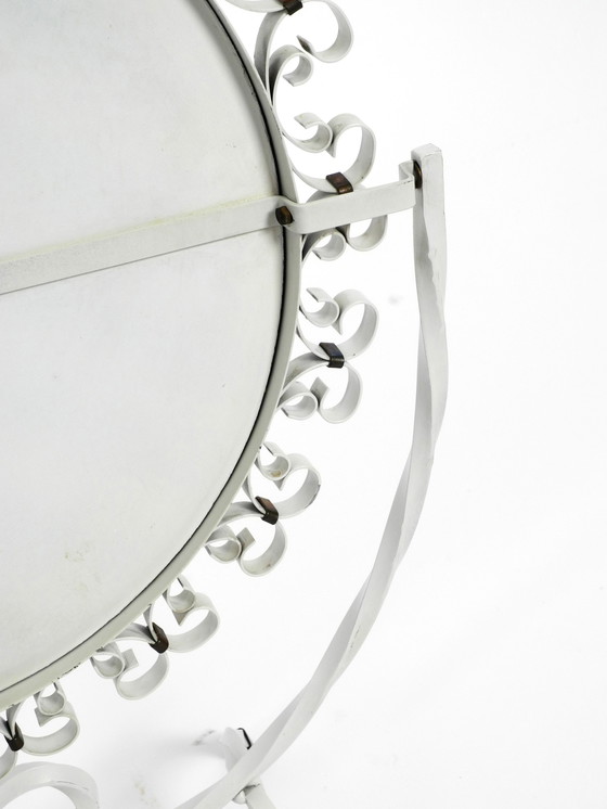 Image 1 of Swiveling Mid Century metal table mirror in white