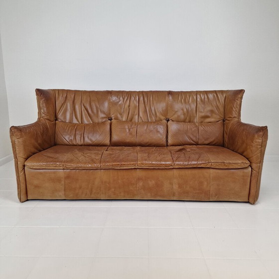 Image 1 of Vintage high back sofa in cognac leather by Gerard van den Berg for Montis, 1980s