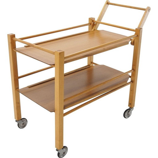 Vintage bar tray with wheels