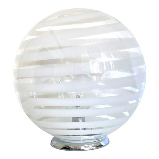 Contemporary Murano White Murano Glass Table Lamp