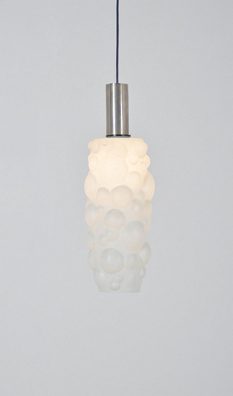 Lampada a sospensione vintage in vetro dalla forma organica di Napako, anni '60