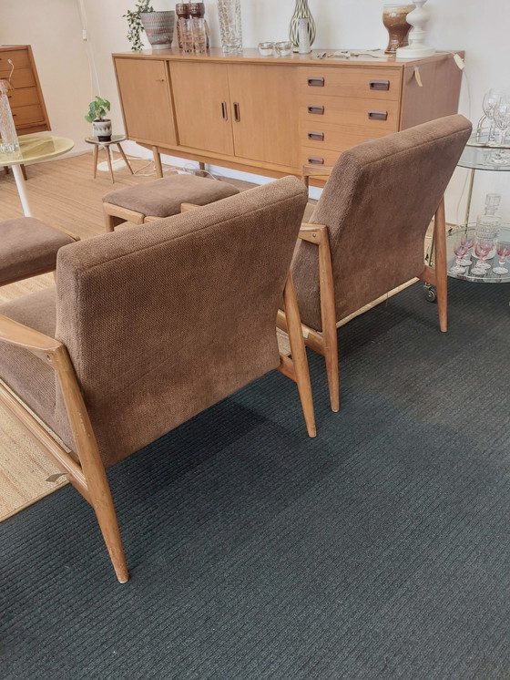 Image 1 of Two vintage armchairs 70s incl matching ottomans