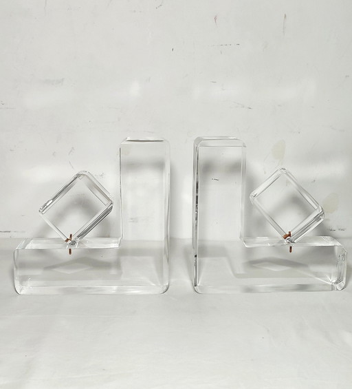 Pair Of Methacrylate Bookends. Spain, 1980S.