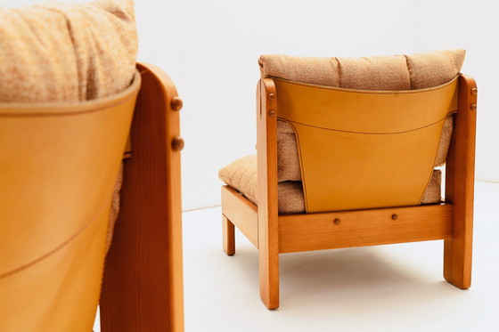 Image 1 of Pine wood coffee chair in bronze fabric