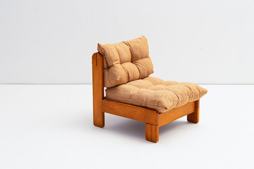 Chaise basse en bois de pin en tissu bronze