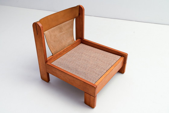 Image 1 of Pine wood coffee chair in bronze fabric