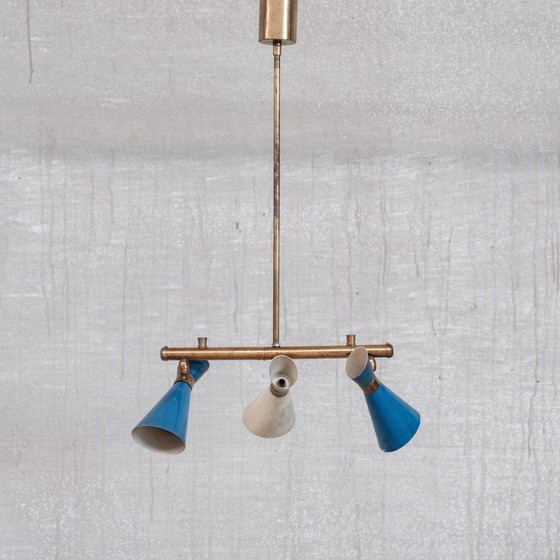 Image 1 of Vintage adjustable brass pendant lamp, Italy 1960s