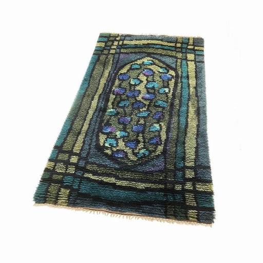 Alfombra vintage de pelo largo de Rya, Suecia, 1960
