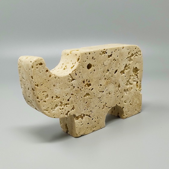 Image 1 of 1970 Original Travertine Rhinoceros Sculpture by Enzo Mari for F.lli Mannelli