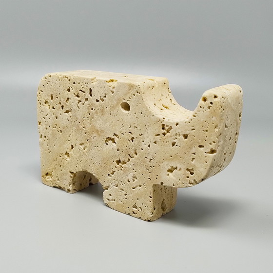 Image 1 of 1970 Original Travertine Rhinoceros Sculpture by Enzo Mari for F.lli Mannelli