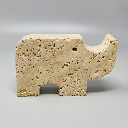 1970 Original Travertine Rhinoceros Sculpture by Enzo Mari for F.lli Mannelli