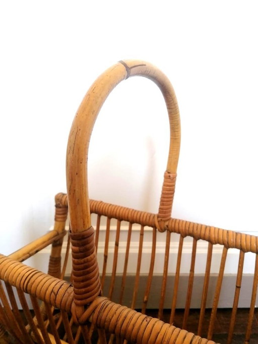 Vintage Rattan Magazine Holder 1960