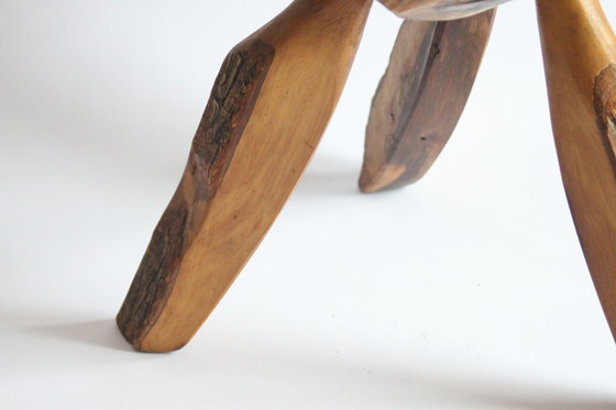 Image 1 of French Forestier Tripod Stool With Bark, 1950S