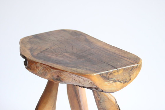 Image 1 of French Forestier Tripod Stool With Bark, 1950S