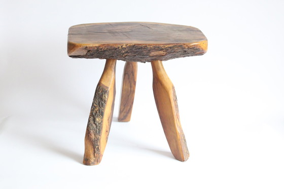 Image 1 of French Forestier Tripod Stool With Bark, 1950S