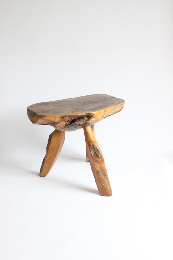 Image 1 of French Forestier Tripod Stool With Bark, 1950S