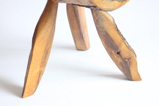 Image 1 of French Forestier Tripod Stool With Bark, 1950S