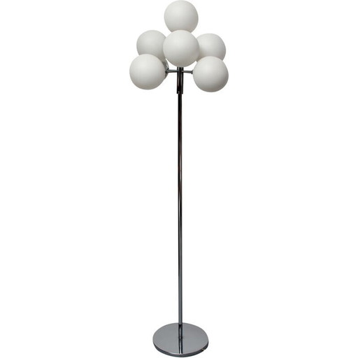 Vintage floor lamp in chrome and opaline glass by Kaiser Leuchten, 1970s