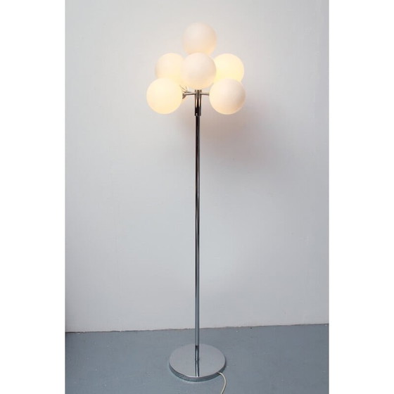 Image 1 of Lampada da terra vintage in cromo e vetro opalino di Kaiser Leuchten, anni '70